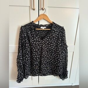 Anthropologie THML Leopard Print Sheer Long Sleeve Blouse size Medium